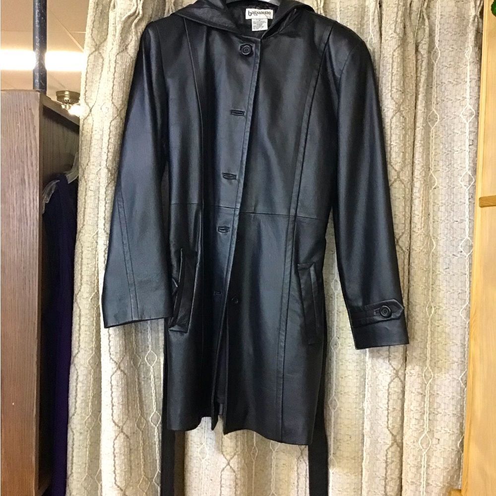 🛍️ Bagatelle  Ladies Med  black leather long jacket